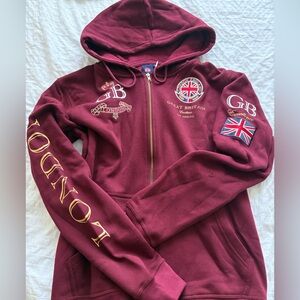 Burgundy London Hoodie with Embroidered Patches